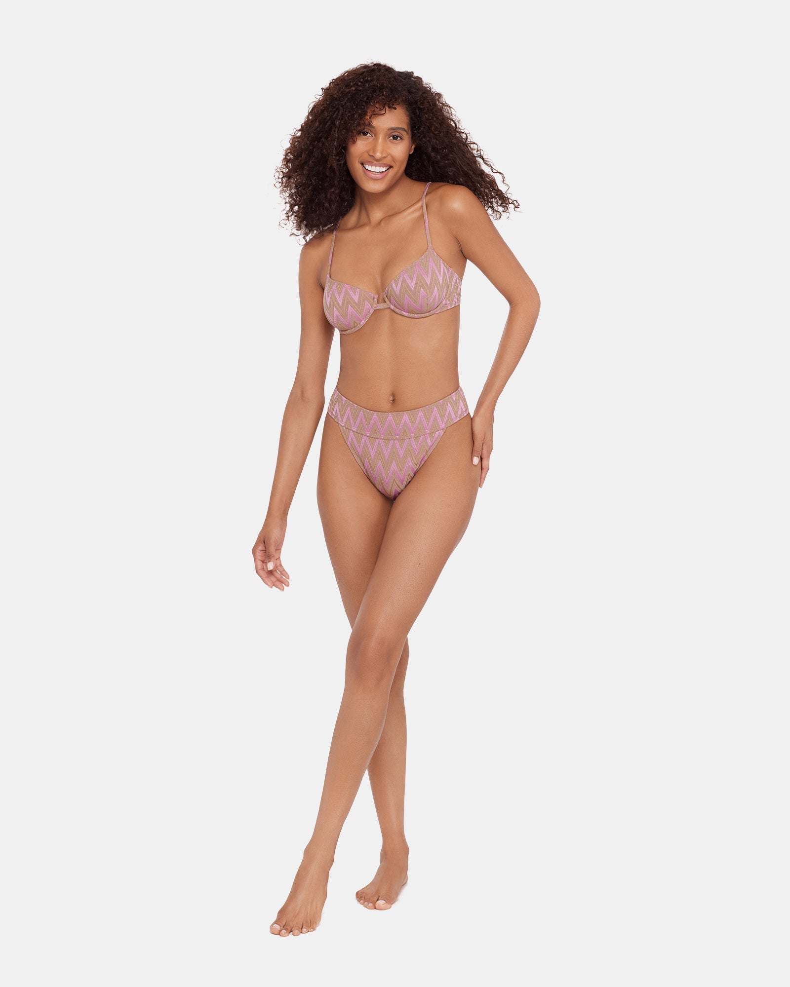 CHEVRON SHINE BIKINI BOTTOM Purple Women's Bikini Bottoms | Steve Madden