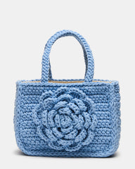 LUVLY Bag Light Blue Mini Top-Handle Flower Decal Crochet Crossbody Handbag | Steve Madden