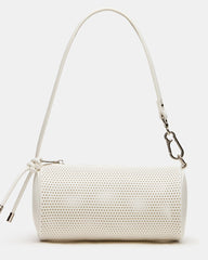 PRIYA Perforated Bag White Mini Barrel Shoulder Handbag | Steve Madden