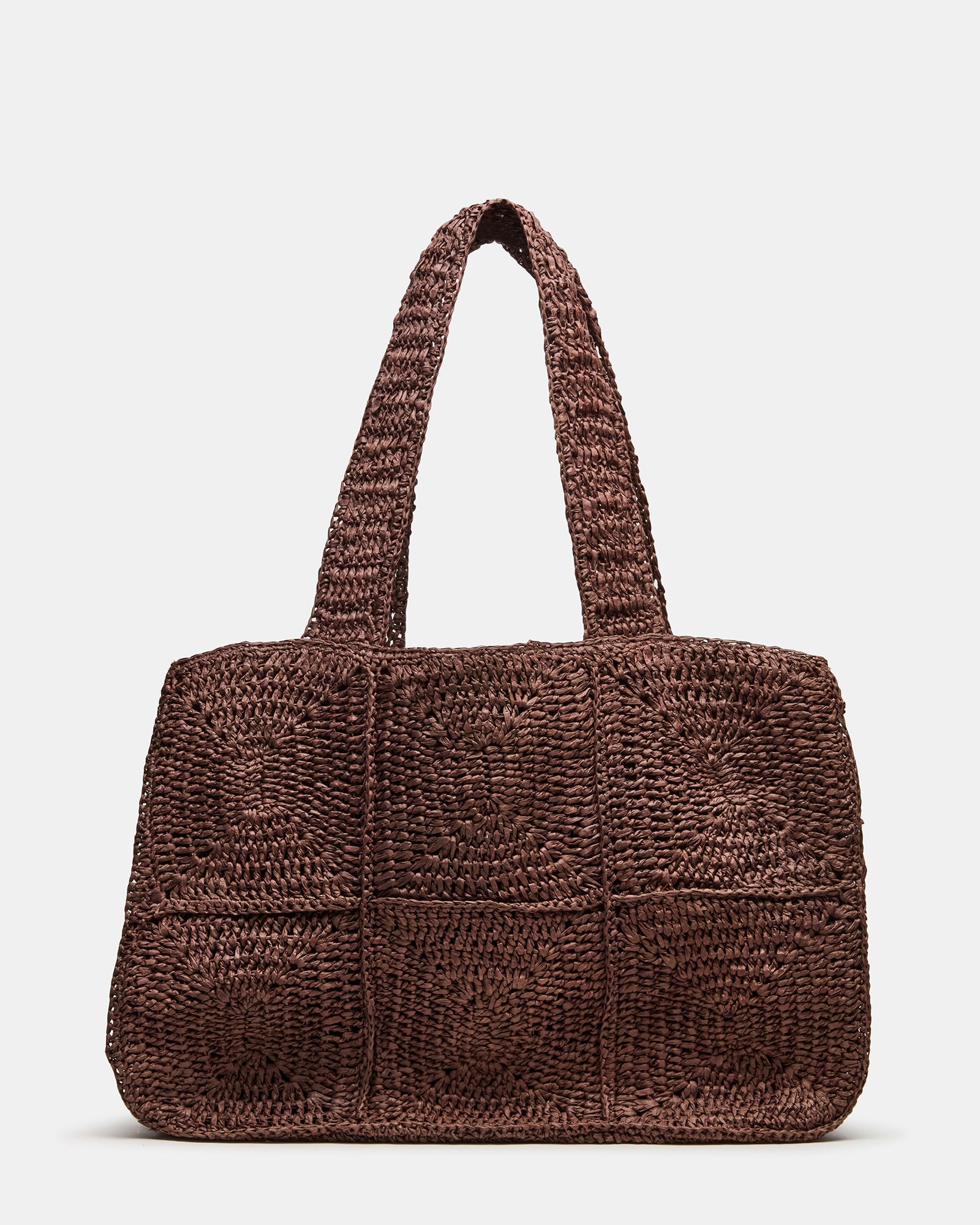 SUNOVA Bag Chocolate Shoulder Strap Straw Tote Handbag | Steve Madden