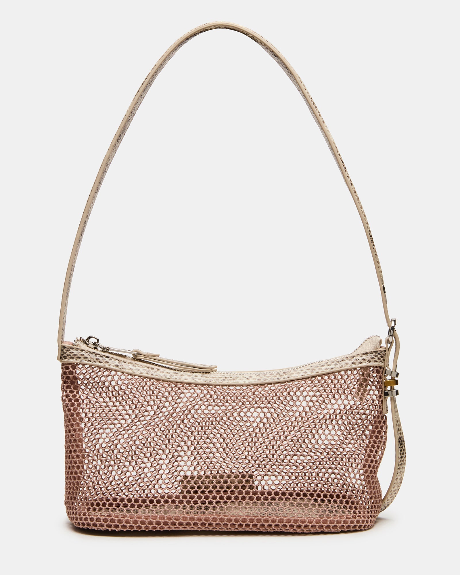 LUCIELL Blush Strap Mesh Structured Bottom Shoulder Handbag | Steve Madden
