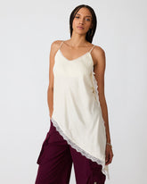 MARGAN Cream Sleeveless Asymmetrical Flowy Women's Top | Steve Madden