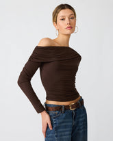 RYDER Walnut One-Shoulder Knit Women's Top | Steve Madden