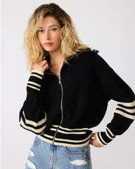 DARA Black Zip Up Knit Women's Sweater | Steve Madden