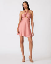 EVIANA Rose Nude Halter Women's Mini Dress | Steve Madden