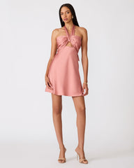 EVIANA Rose Nude Halter Women's Mini Dress | Steve Madden