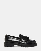MINKA Black Leather Women's Platform Lug Sole Loafer | Steve Madden