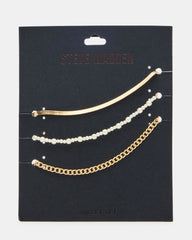 3-PIECE CHAIN ANKLET SET Women's Gold Chain Pearl Embellished Anklet Set | Steve Madden