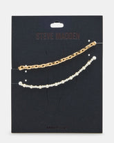 2-PIECE PEARL CHAIN ANKLET SET Women's Embellished Chain Anklet set | Steve Madden