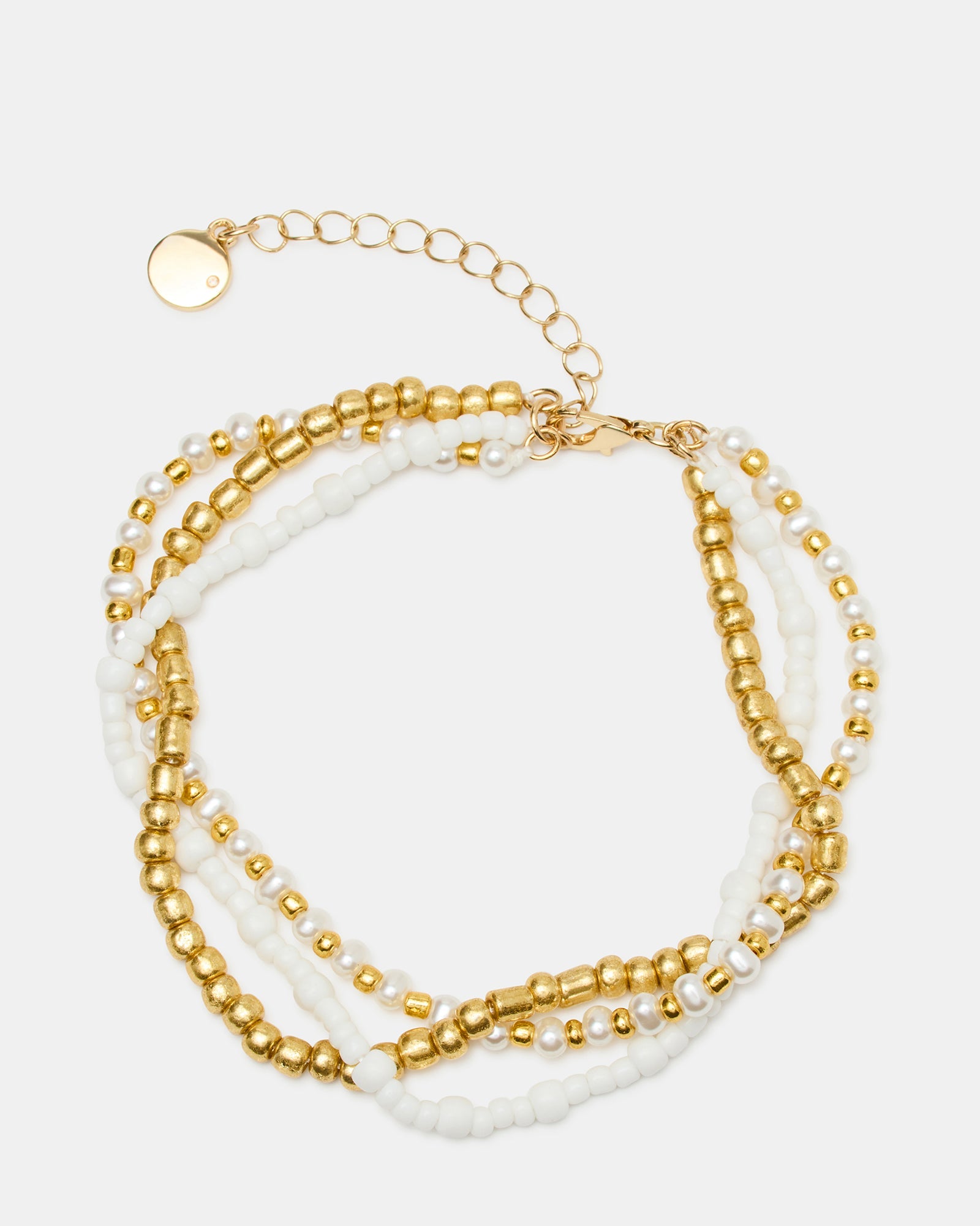 MIXED BEAD Pearl Gold Women's Anklet Set | Steve Madden