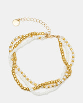 MIXED BEAD Pearl Gold Women's Anklet Set | Steve Madden