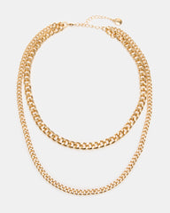 MULTI-ROW LINK CHAIN Gold Layered Necklace | Steve Madden