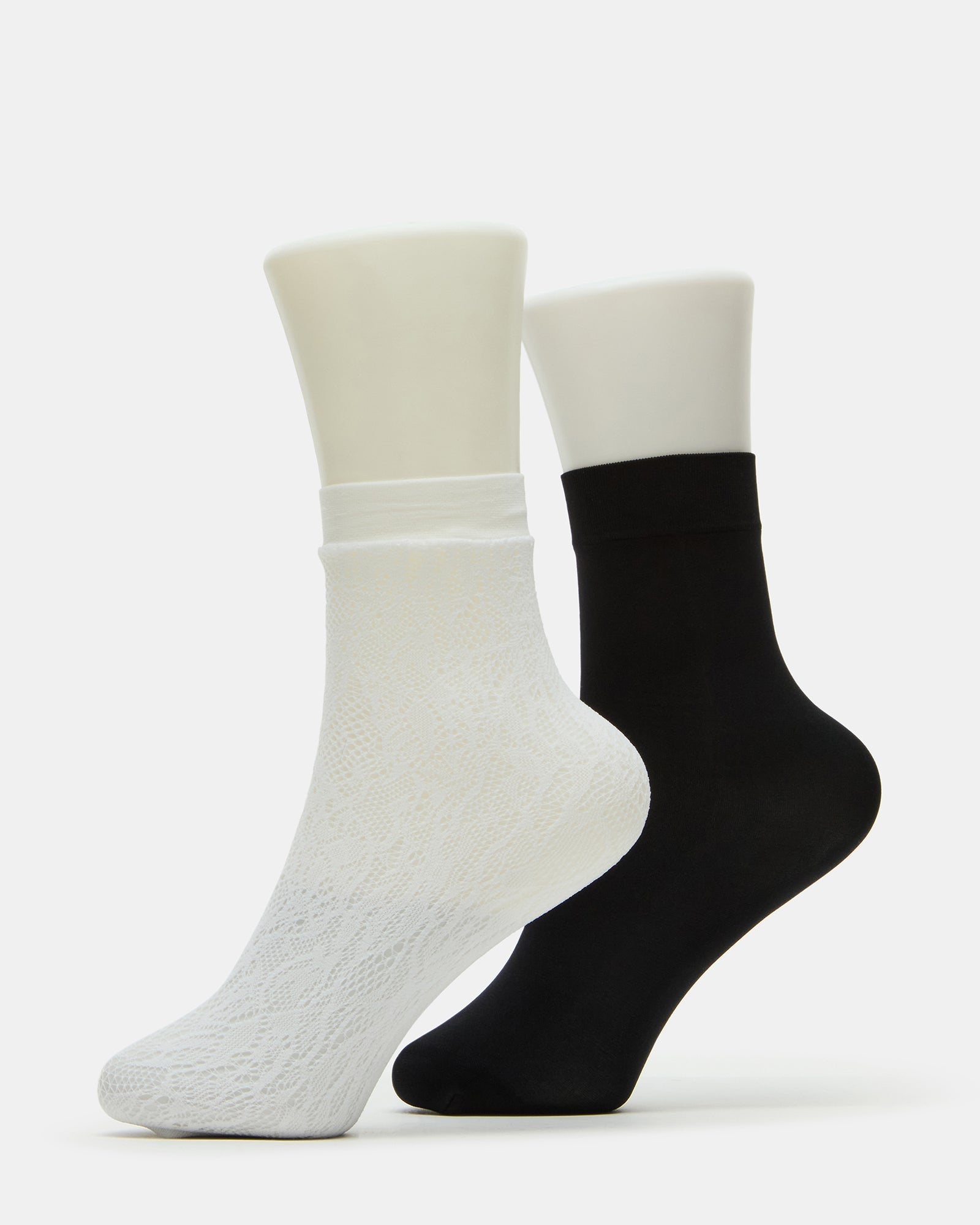 2 Pack Lace Anklet Women's Quarter Socks White | Steve Madden