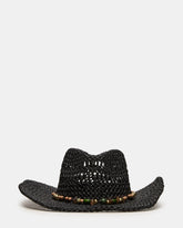 LEI BEADED TRIM WESTERN HAT Black Women's Cowboy Hat | Steve Madden