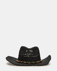 LEI BEADED TRIM WESTERN HAT Black Women's Cowboy Hat | Steve Madden