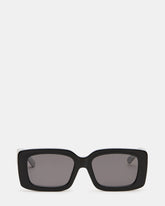 ASHLIN Black/White Frame Rectangle Grey Lens Sunglasses | Steve Madden