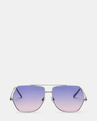 GRAYSEN Silver Frame Aviator Blue Gradient Lens Sunglasses | Steve Madden