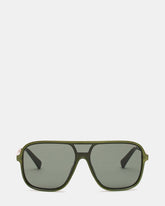 HARLAND Green Frame Shield Dark Grey Lens Sunglasses | Steve Madden