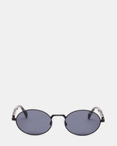 LANDY Black Frame Oval Black Lens Sunglasses | Steve Madden