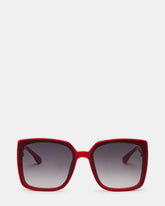 MALERIE Red Frame Square Grey Gradient Lens Sunglasses | Steve Madden