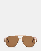 ROWAN Gold Frame Aviator Brown Lens Sunglasses | Steve Madden