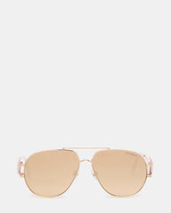 ROWAN Light Gold Frame Aviator Brown Lens Sunglasses | Steve Madden