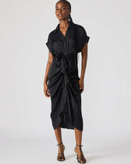 TORI Black Button Up Collared Midi Dress | Steve Madden