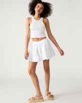 AISHA Skirt White | Women's Balloon Poplin Mini Skirt | Steve Madden