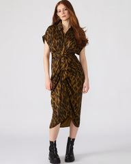 TORI Leopard Button Up Collared Midi Dress | Steve Madden