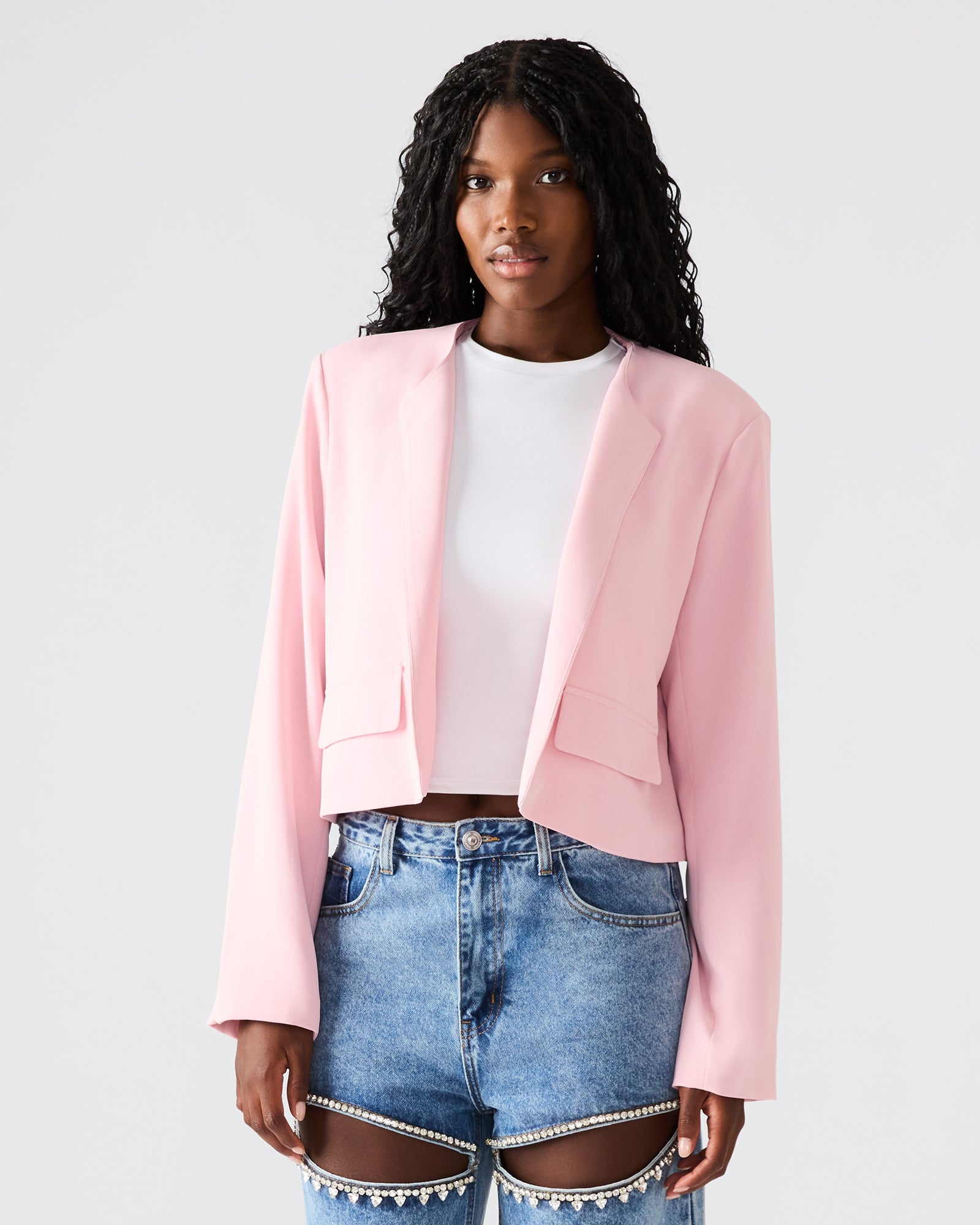 SERENEA Powder Puff Women's Long-Sleeved Open-Front Blazer | Steve Madden