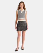 AMERY Black/White Pleated Knit Fabric Women's Skirt | Steve Madden