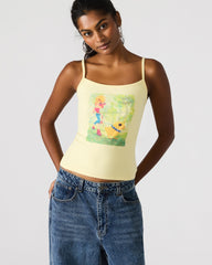 GOLDIE Pale Yellow Sleeveless Graphic Women's Tank Top | Steve Madden
