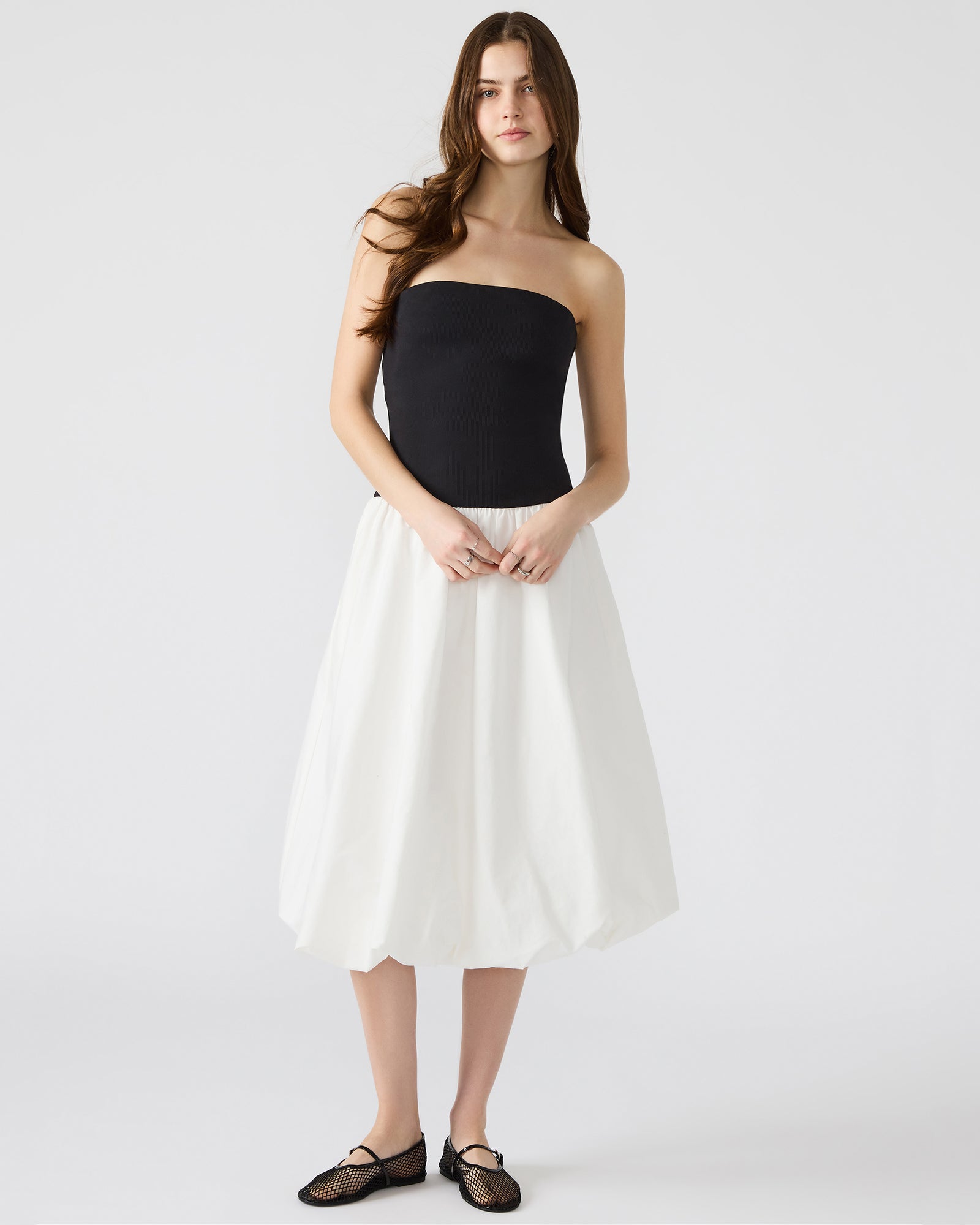 OLIVER Dress Smoke Strapless Midi Bubble Dress | Women's Dresses | Steve Madden