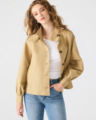 KAYLEE Medium Khaki Long-Sleeved Button-Up Women's Jacket | Steve Madden