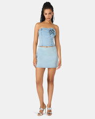 CINDI Delft Blue Denim Women's Skirt | Steve Madden