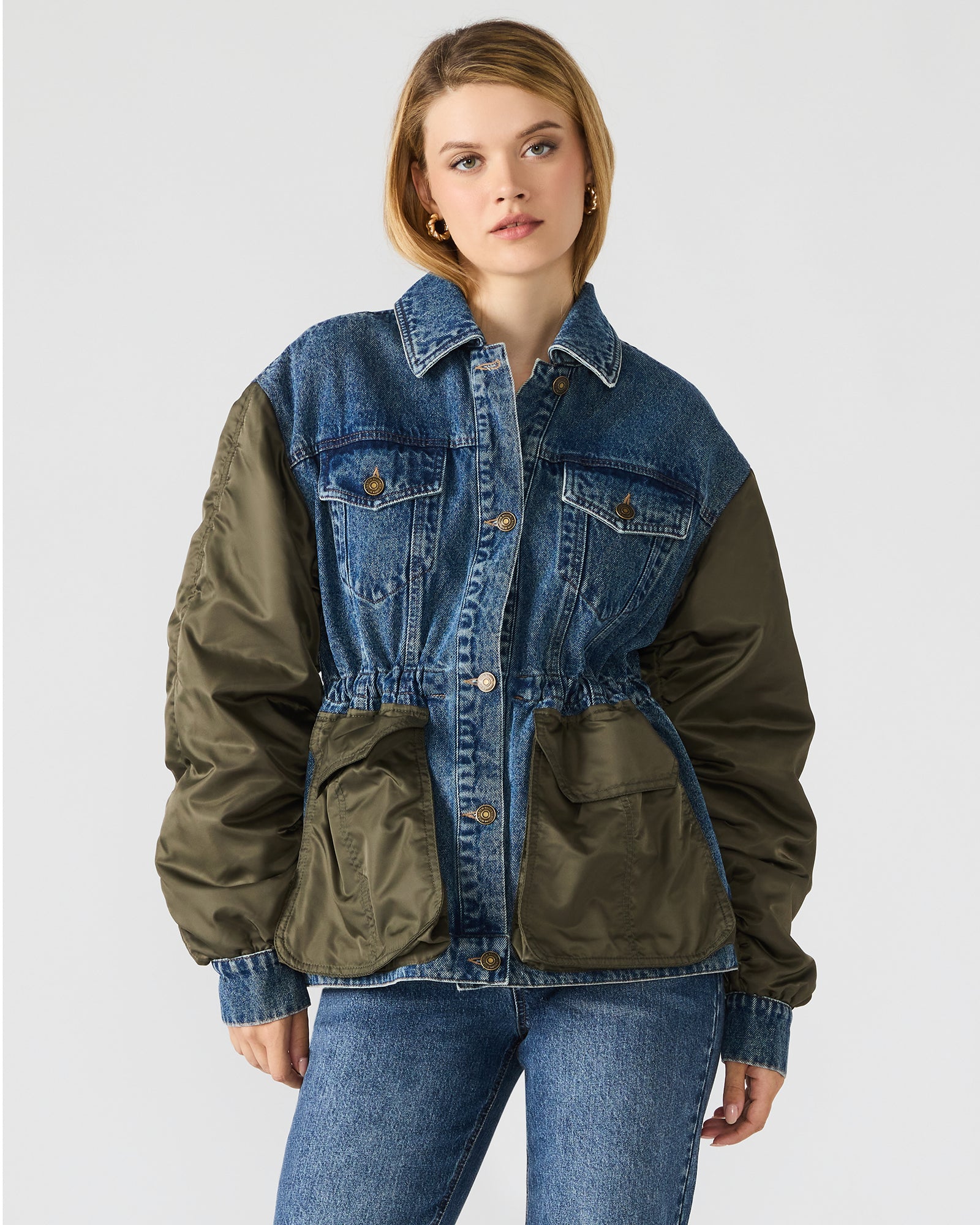 JOIE Dark Navy Long-Sleeved Button-Up Collared Women's Jacket | Steve Madden