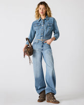 RALEIGH Forever Blue Long-Sleeved Button-Up Denim Women's Jacket | Steve Madden