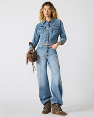RALEIGH Forever Blue Long-Sleeved Button-Up Denim Women's Jacket | Steve Madden