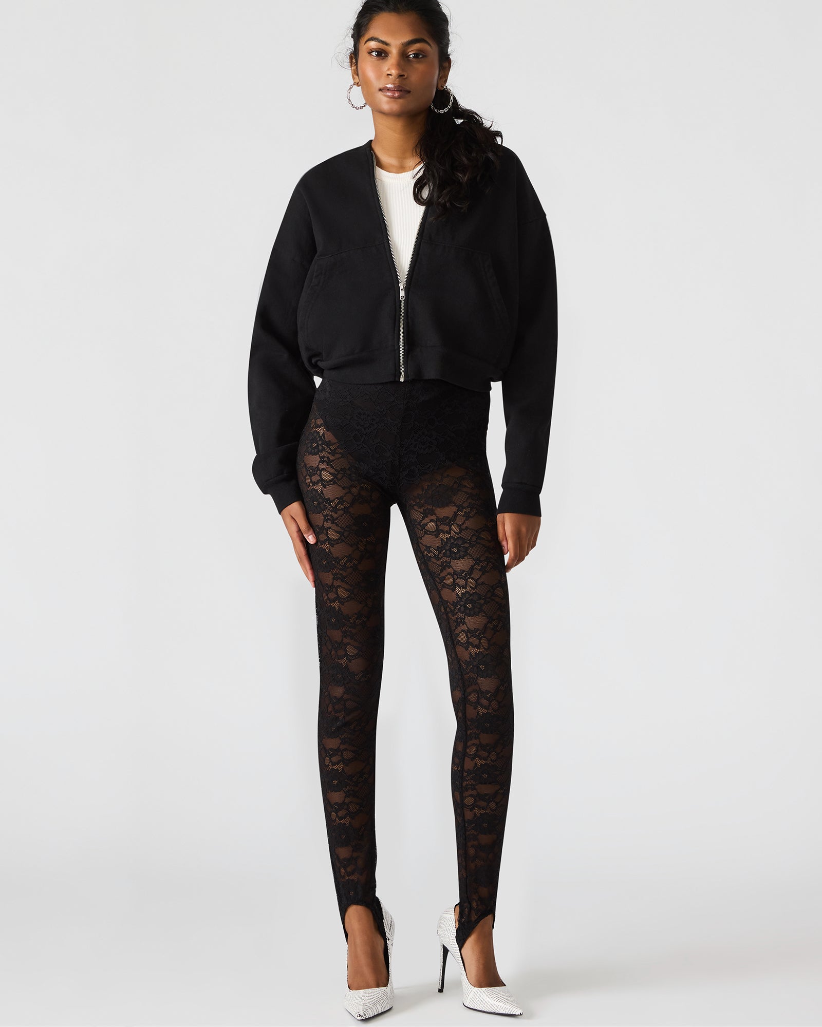 SANDRINE Black Lace Mesh Women's Pant | Steve Madden