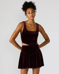 ARYANNA Wine Cropped Velvet Women's Top | Steve Madden
