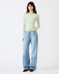 LUMA Bay Green Long-Sleeved Mesh Lace Women's Top | Steve Madden