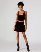 JAYLA Wine Flowy Velvet Women's Mini Skirt | Steve Madden