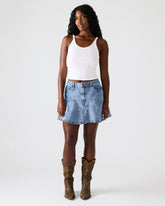 MELANY Forever Blue Denim Pleated Mini Women's Skirt | Steve Madden