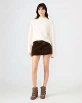 AVIVA Dark Espresso Faux Fur Mini Women's Skirt | Steve Madden
