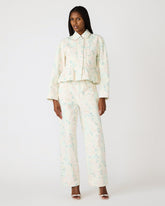 SLOAN Floral Peach Beige Long-Sleeved Zip-Up Women's Jacket | Steve Madden