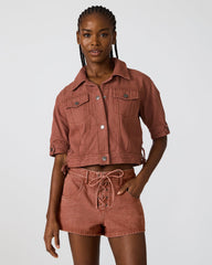 BLU Rust Short-Sleeved Denim Button-Up Women's Jacket | Steve Madden