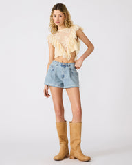 CICI Seebreeze Blue Textured Women's Denim Shorts | Steve Madden