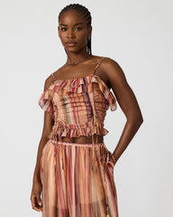 SHILLOH Stripe Multi Sleeveless Ruffle Women's Top | Steve Madden