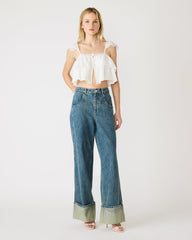 LETA Snow White Lace Ruffle Cropped Women's Top | Steve Madden
