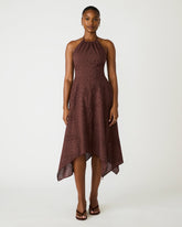 DALINA Walnut Eyelet Halter Women's Midi Dress | Steve Madden